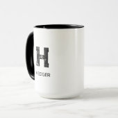 MINIMALISTISCHES SCHWARZES EIN-BUCHSTABEN-MONOGRAM TASSE (Vorderseite Links)