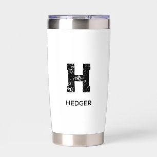 MINIMALISTISCHES SCHWARZES EIN-BUCHSTABEN-MONOGRAM THERMOBECHER