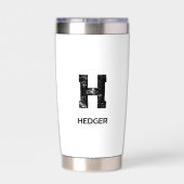 MINIMALISTISCHES SCHWARZES EIN-BUCHSTABEN-MONOGRAM THERMOBECHER (Rückseite)