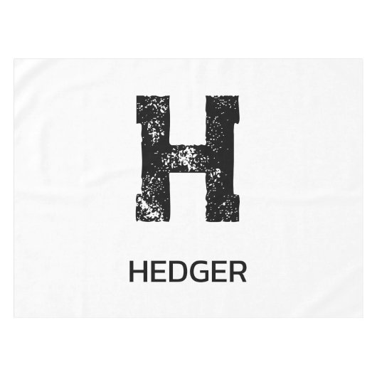 MINIMALISTISCHES SCHWARZES EIN-BUCHSTABEN-MONOGRAM TISCHDECKE (Vorderseite (Horizontal))
