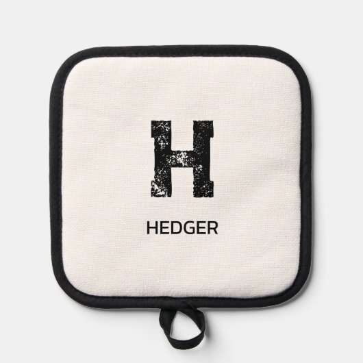 MINIMALISTISCHES SCHWARZES EIN-BUCHSTABEN-MONOGRAM TOPFLAPPEN (Vorderseite)