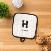 MINIMALISTISCHES SCHWARZES EIN-BUCHSTABEN-MONOGRAM TOPFLAPPEN (Oben Unten)