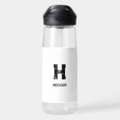 MINIMALISTISCHES SCHWARZES EIN-BUCHSTABEN-MONOGRAM TRINKFLASCHE (Rückseite)
