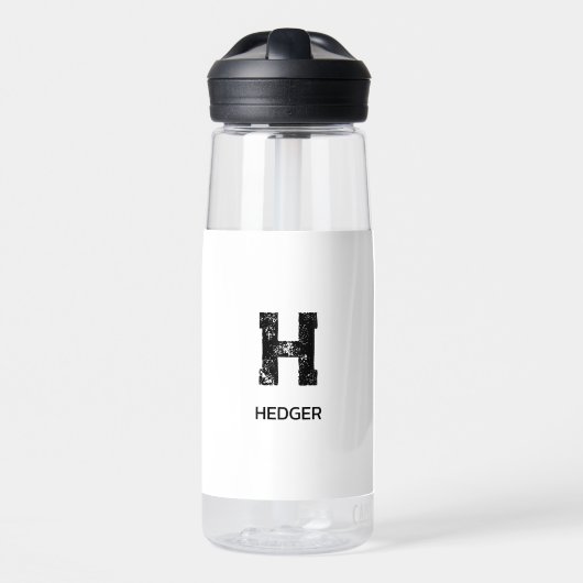 MINIMALISTISCHES SCHWARZES EIN-BUCHSTABEN-MONOGRAM TRINKFLASCHE (Vorne)