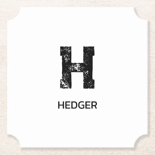 MINIMALISTISCHES SCHWARZES EIN-BUCHSTABEN-MONOGRAM UNTERSETZER (Vorderseite)