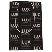 Minimalistisches, schwarzes Firmenlogo Mittlere Geschenktüte (Vorderseite)