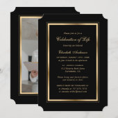 Minimalistisches Schwarzes Foto - Lebensfeier Einladung (Vorne/Hinten)
