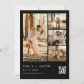 Minimalistisches schwarzes Foto QR-Code Fünf 5 Hoc Einladung (Vorderseite)