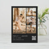 Minimalistisches schwarzes Foto QR-Code Fünf 5 Hoc Einladung (Stehend Vorderseite)