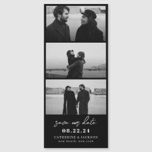 Minimalistisches Schwarzes Foto Strip Hochzeitssac Magnetkarte
