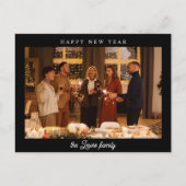 Minimalistisches Schwarzes Glück Neues Jahr Foto Postkarte (Vorderseite)