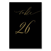 Minimalistisches Schwarzes Gold Elegantes Script 2 Tischnummer (Rückseite)
