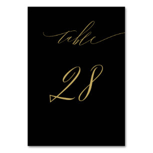 Minimalistisches Schwarzes Gold Elegantes Script 2 Tischnummer