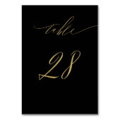 Minimalistisches Schwarzes Gold Elegantes Script 2 Tischnummer (Rückseite)