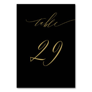 Minimalistisches Schwarzes Gold Elegantes Script 2 Tischnummer