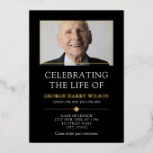 Minimalistisches Schwarzes Gold Folieneinladung (Vorderseite)