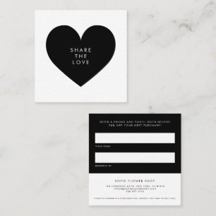 Minimalistisches Schwarzes Herz - Liebe Empfehlungskarte