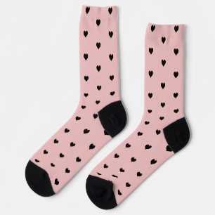 Minimalistisches Schwarzes Herzmuster auf Rosa Socken