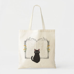 Minimalistisches schwarzes Katzen-Journalbuch mit  Tragetasche