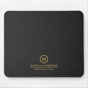 Minimalistisches schwarzes Ledertext mit individue Mousepad