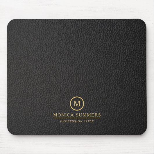 Minimalistisches schwarzes Ledertext mit individue Mousepad (Vorne)