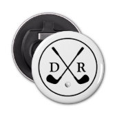 Minimalistisches Schwarzes Logo und Monogram Golf Flaschenöffner (Vorderseite)