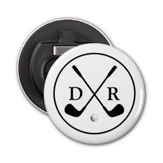 Minimalistisches Schwarzes Logo und Monogram Golf Flaschenöffner