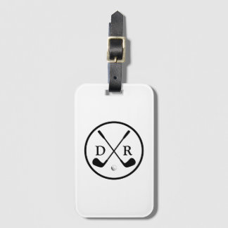 Minimalistisches Schwarzes Logo und Monogram Golf  Gepäckanhänger