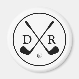 Minimalistisches Schwarzes Logo und Monogram Golf Magnet
