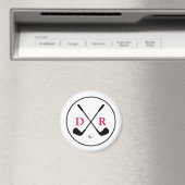 Minimalistisches Schwarzes Logo und Monogram Golf Magnet (In Situ (Geschirrspüler))