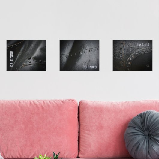 Minimalistisches schwarzes Metall im Loft-Stil Bilderwand Sets (Wohnzimmer)