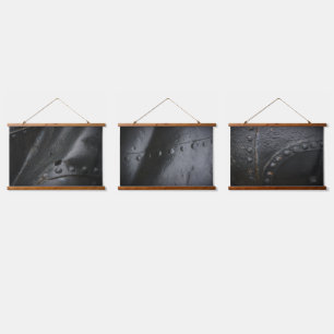 Minimalistisches schwarzes Metall im Loft-Stil Wandteppich Mit Holzrahmen