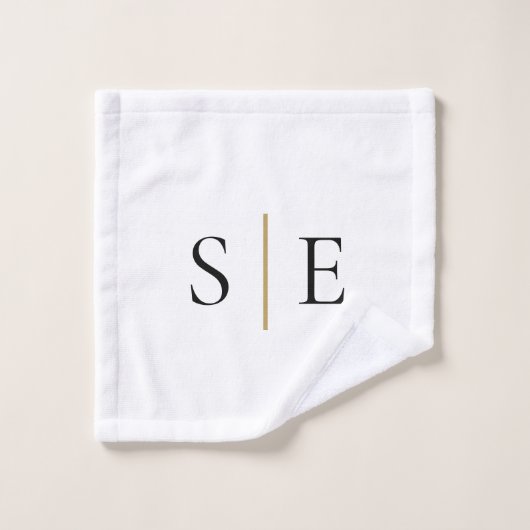 Minimalistisches Schwarzes Monogramm Badhandtuch Set (Waschlappen)