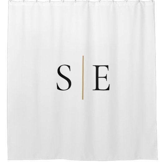 Minimalistisches Schwarzes Monogramm Duschvorhang (Vorderseite)