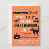 Minimalistisches schwarzes Orange-Spooky Halloween Einladung (Vorderseite)
