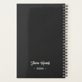 Minimalistisches schwarzes personalisiertes Skript Planer (Rückseite)