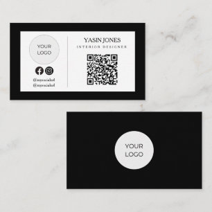 Minimalistisches schwarzes QR-Code-Social-Logo-Ges Visitenkarte
