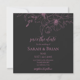 Minimalistisches Schwarzes Rosa Save the Date