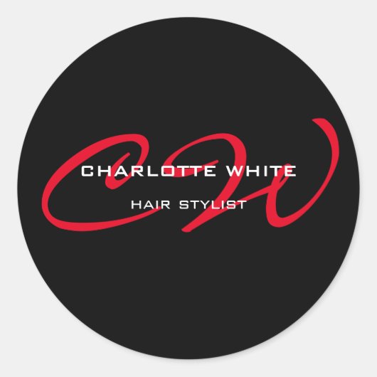 Minimalistisches  Schwarzes Rot Runder Aufkleber (Vorderseite)