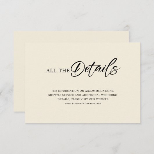 Minimalistisches schwarzes Skript auf Beige Hochze Einladung (Vorne/Hinten)