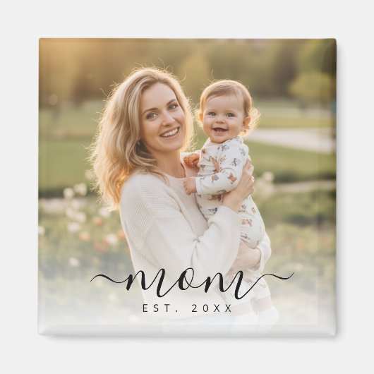 Minimalistisches Schwarzes Skript-Mama Ende Jahr Magnet (Vorne)