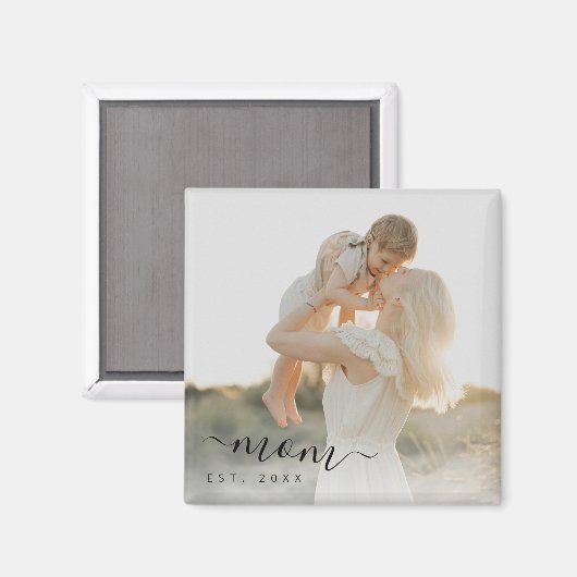 Minimalistisches Schwarzes Skript-Mama Ende Jahr Magnet (Vorderseite/Rückseite)