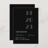 Minimalistisches schwarzes Skript Save the Date (Vorne/Hinten)