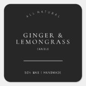 Minimalistisches, schwarzes Sojakandaletikett Quadratischer Aufkleber (Vorderseite)