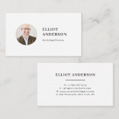 Minimalistisches schwarzes Typografie Circle Foto Visitenkarte (Vorne/Hinten)