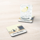 Minimalistisches schwarzes Typografie-Foto Save Untersetzer (Rechte Seite)