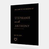 Minimalistisches Schwarzes und Goldenes Herz Moder Acrylschild (Winkel)