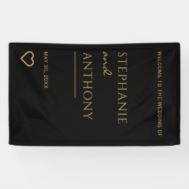 Minimalistisches Schwarzes und Goldenes Herz Moder Banner