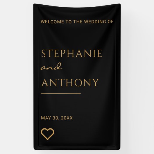 Minimalistisches Schwarzes und Goldenes Herz Moder Banner (Vertikal)