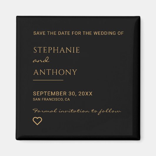 Minimalistisches Schwarzes und Goldenes Herz Moder Magnet (Vorne)